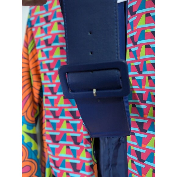 Ashro Long Belted Blazer Coat Womens 16 Colorful Artsy Geometric Mod Boho Retro - Picture 6 of 11